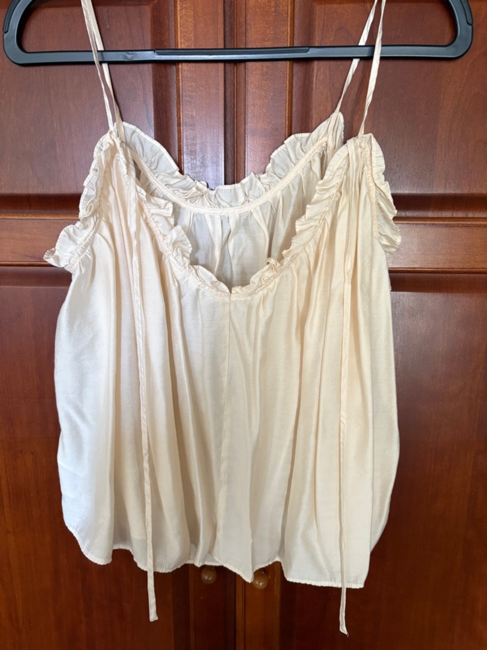 H&M Cream Ruffle-Trim Spaghetti Strap Camisole - Picture 2 of 4